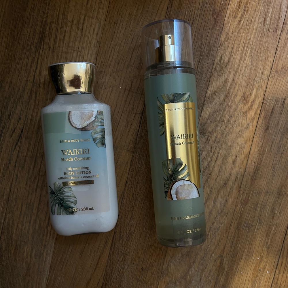 Bath & Body Works Waikiki Beach Coconut Fine Fragrance Mist and Body Lotion Set